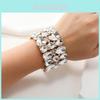 Water Drop Crystal Glass Wide Band Bracelet For Women With Sparkling Embellishments