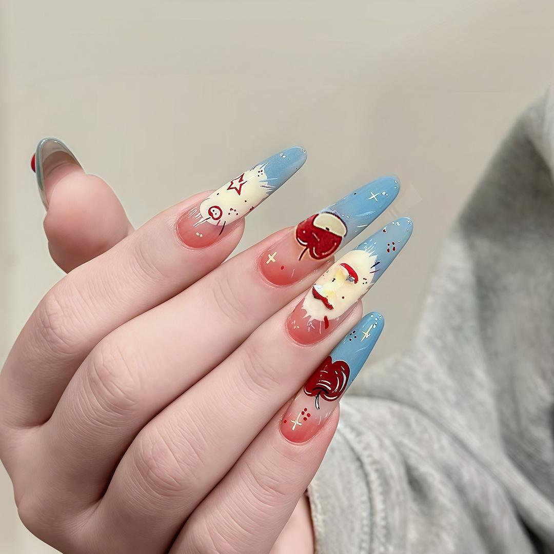 Мультяшные накладные ногти Hello Kitty ручной работы - Милые, Длинные и Популярный Нейл-арт