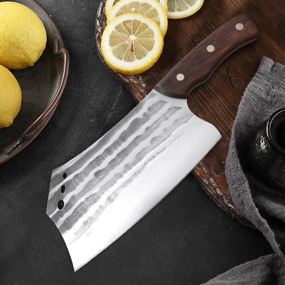 Forged Kitchen Knives Cleaver Meat Chinese Knife Stainless Steel Butcher Knife Wood Handle Chef Knives Chopping Vegetables Meat