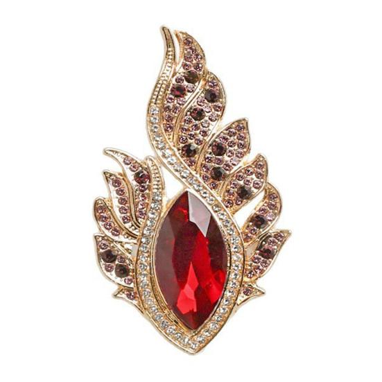 Women Alloy Brooch Pin Angel Phoenix Feather Shape Lapel Badge with Rhinestones Inlaid Brooch