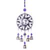Turkiye Blue Eyes Alloy Sun Star Moon Pendant with Bell Charm Wind Chimes for Home Garden Hanging Wall Decoration Lucky Amulet