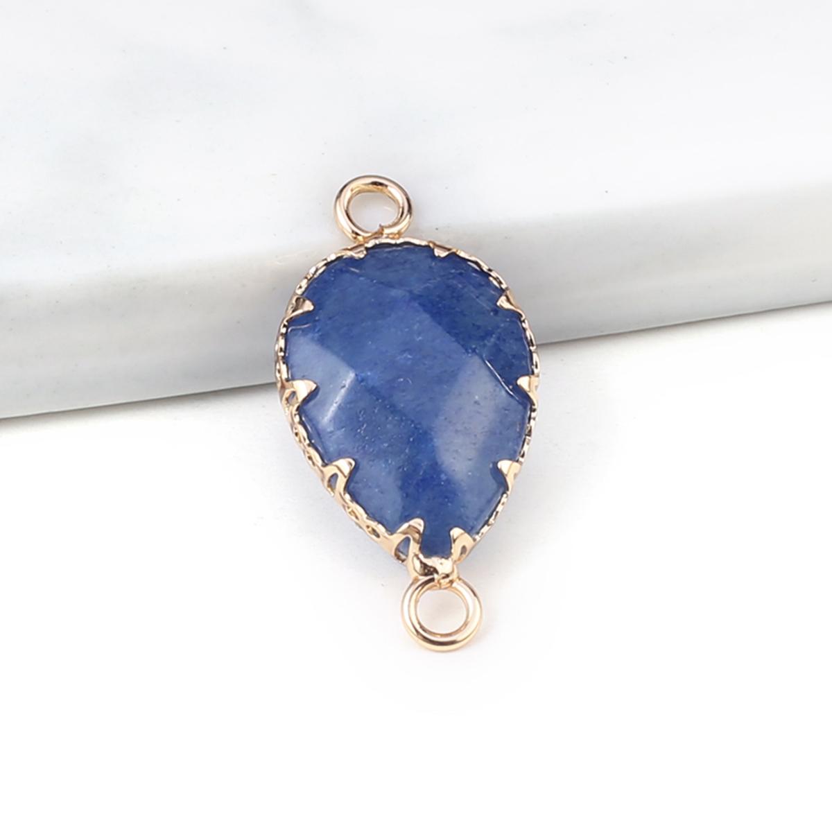 

2 шт., разъем из натурального камня, каплевидный граненый разъем, подвески для изготовления ювелирных изделий, ожерелье, браслет, аксессуары 2Pcs/I-Blue Aventurine