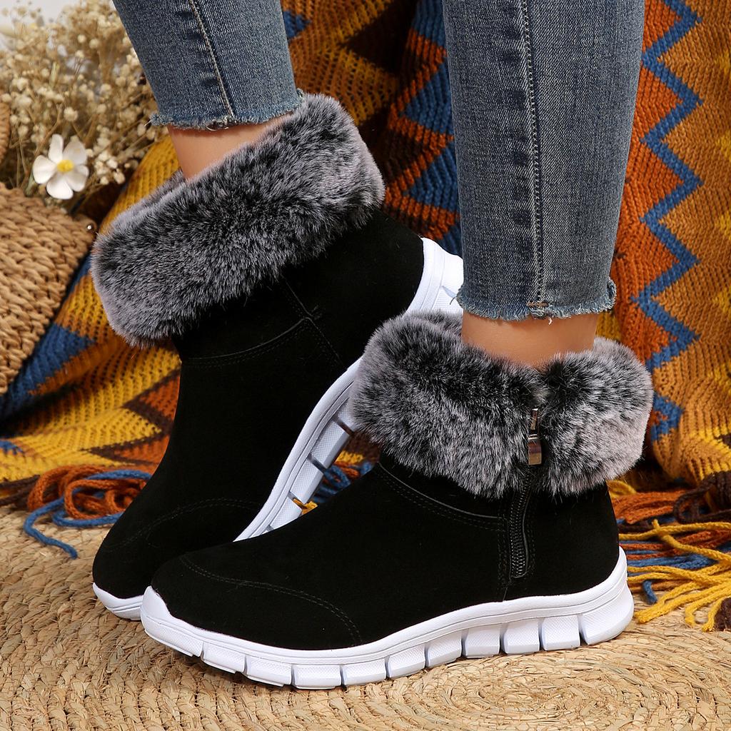 Women's Warm Snow Boots Autumn and Winter New Solid Color Short Boots Non-slip Flat Cotton Shoes