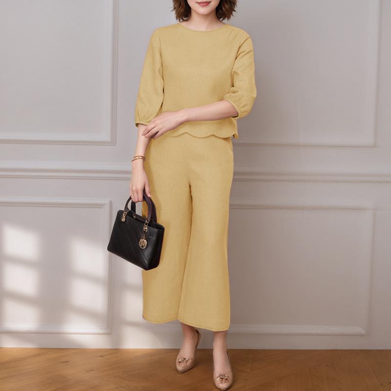 

ZANZEA Женские повседневные комплекты из блузки и брюк с рукавом 3/4 из двух предметов 5XL