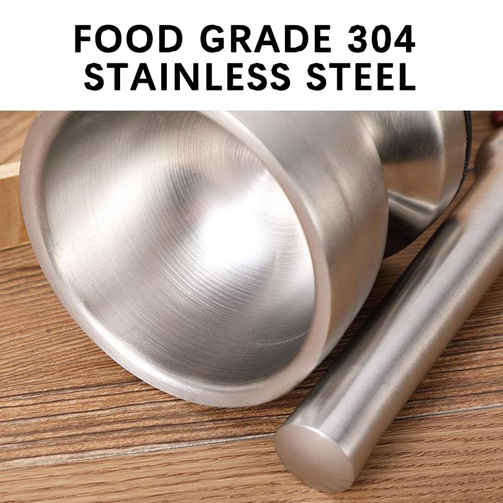 Stainless Steel Mortar Pestle Set Long-Lasting Easy Cleaning Mixing Bowl For Spice Herb
