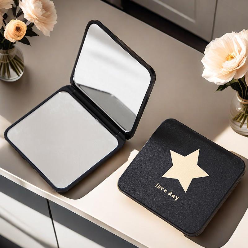 Compact Double-Sided Folding Makeup Mirror - Portable and Stylish for Students