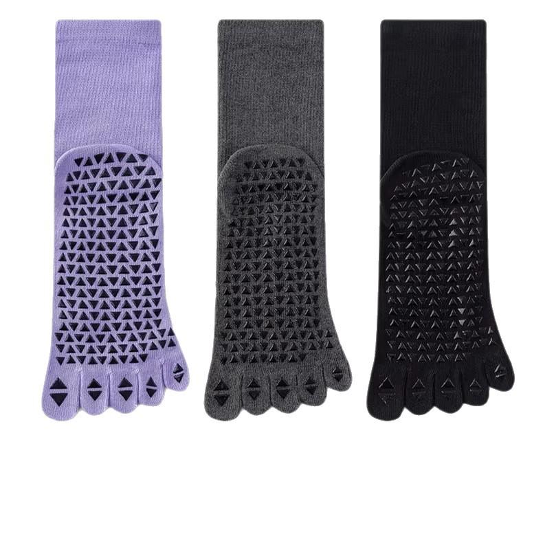 Women's Non-slip Five-finger Yoga Socks - Mid-calf, Long, Professional for Autumn/Winter Pilates and Indoor Sports Fitness
