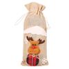 Christmas Burlap Wine Bags Cute Santa Claus Snowman Reindeer Design Reusable Wine Bottle Cover with Drawstring for Dinner Table Decor