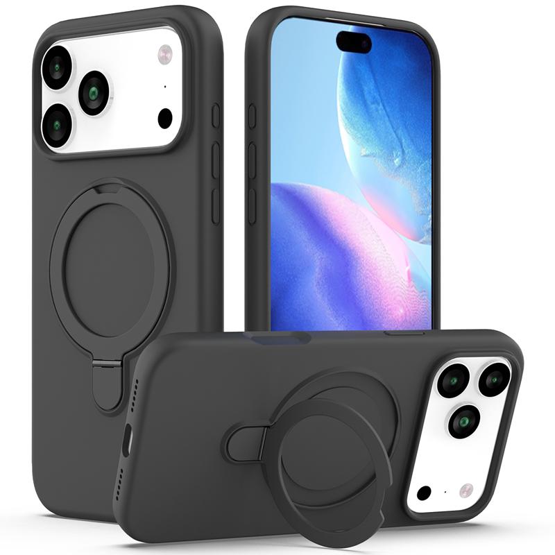 For iPhone 17 Pro Max 17 Air Case Magnetic Liuqid Silicone with Microfiber Lining inside Ring Stand Cover for iPhone17