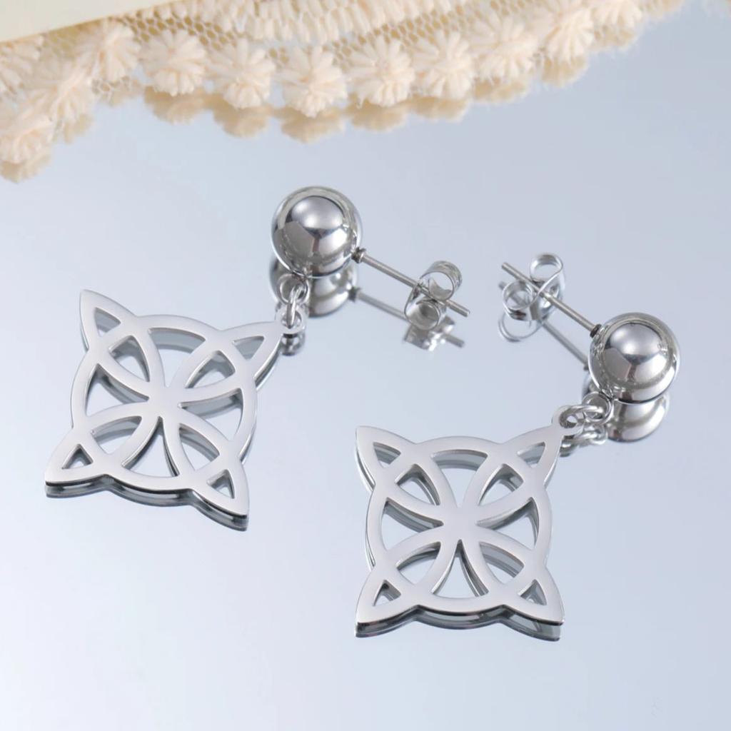 LIKGREAT Stainless Steel Witches Knot Stud Earrings for Women Irish Lucky Celtics Knot Amulet Earring Jewelry Gifts Wholesale
