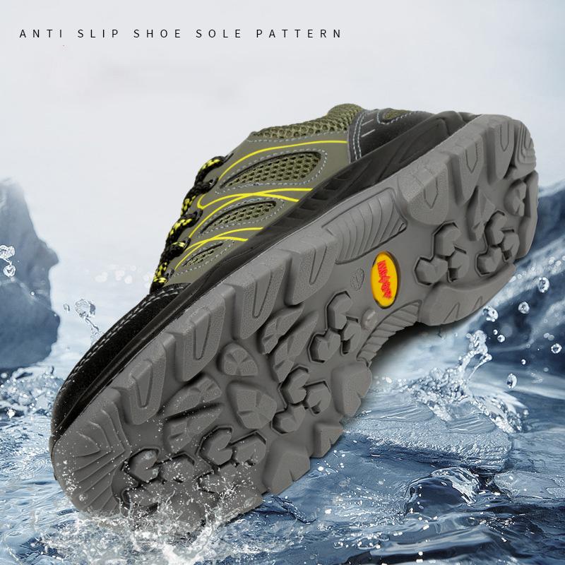 Oulylan Male Anti Smash Work Shoes Non-Slip Round Toe Safety Boots Summer Wear Resistant Labor Footwear Large Size 38 To 46