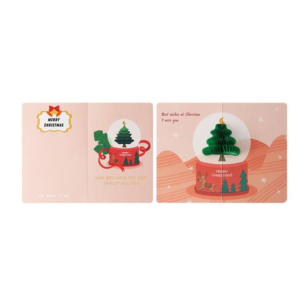 Christmas 3D Pop Up Thank You Cards Blessing Cards Christmas Postcard Greeting Cards With Envelope