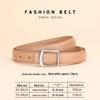 Women's Red Cowhide Leather Belt with Square Buckle - Trendy Decorative Waist Cincher