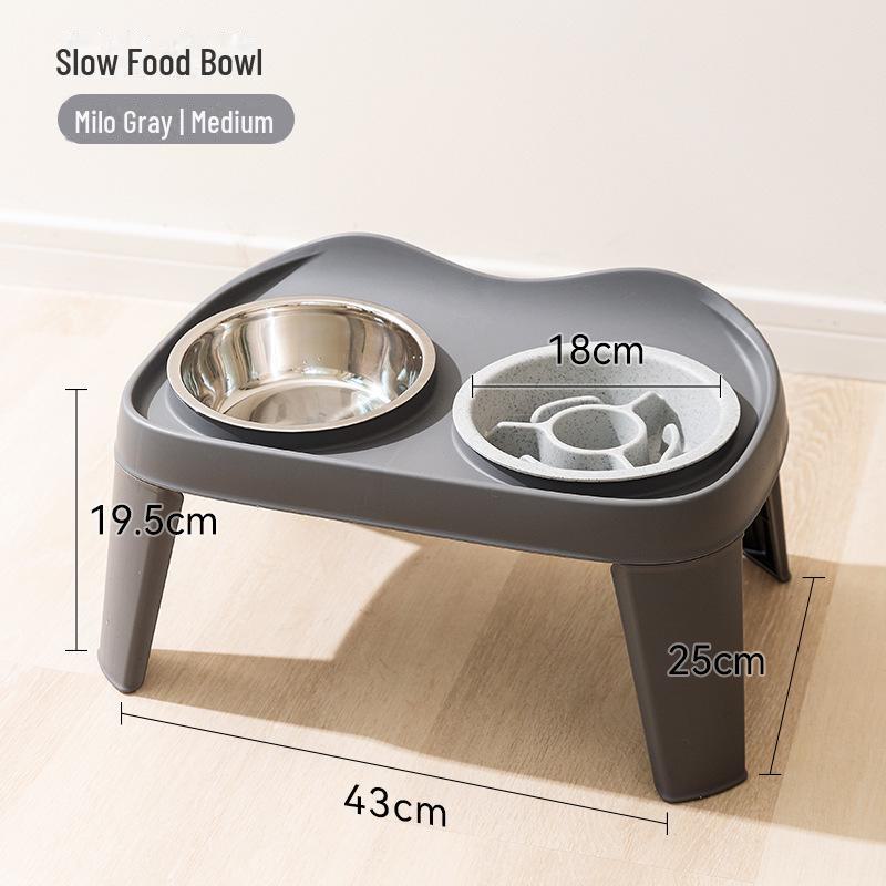 

Складная приподнятая двойная миска для средних и крупных собак - классическая миска для воды и еды для золотистых ретриверов и домашних животных Medium-Slow Food Bowl + Stainless Steel