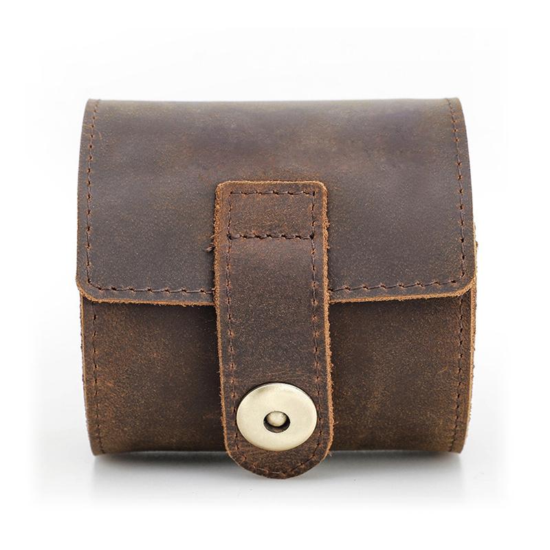 Cow Leather Single Slot Watch Roll Case Portable Vintage Watch Case Watch Holder Travel Wrist Jewelry Storage Pouch Organizer