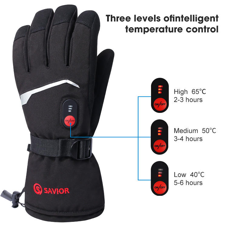 SAVIOR HEAT Softshell microfiber gloves with touchscreen compatibility, slim, carbon fiber heated for winter sports — skiing and snowboarding