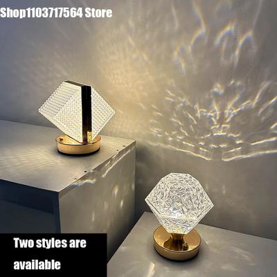 Lampe de table en métal simple et moderne pour chambre à coucher, lit, cristal acrylique, décoration, petite veilleuse, lumière d'ambiance