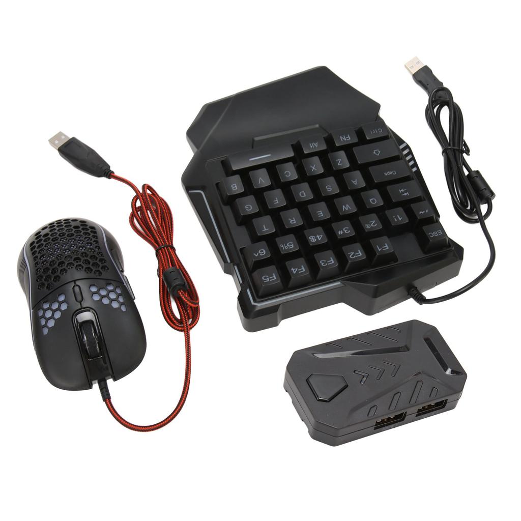 Keyboard and Mouse Converter Set Wired RGB Half Gaming Keyboard with Wired Mouse Converter Adapte Fo