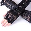 Black Lace-Up Fingerless Gloves - Elegant Half-Sleeve COS Accessories