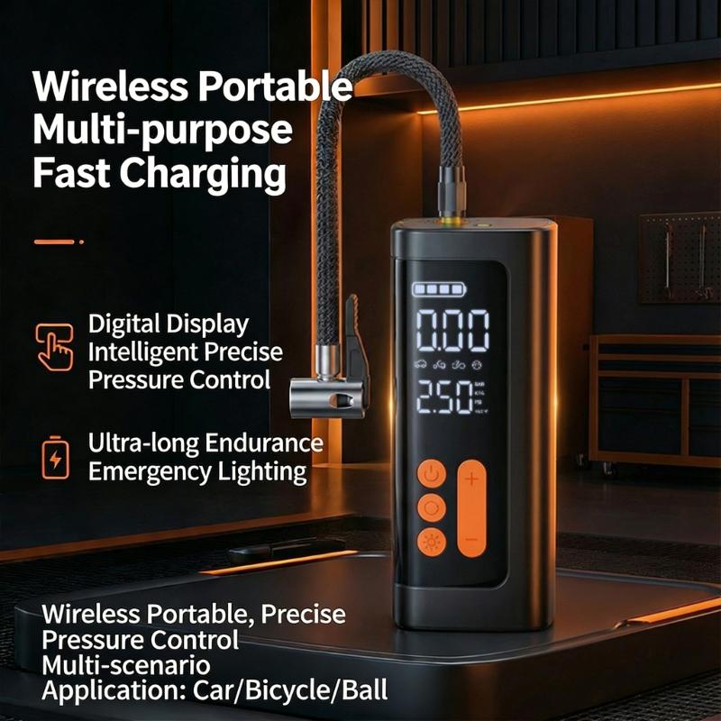 Cordless Tire Inflator With Digital Display 150PSI Rechargeable Battery For Cars Motorcycles Balls Swimming Pool Toys
