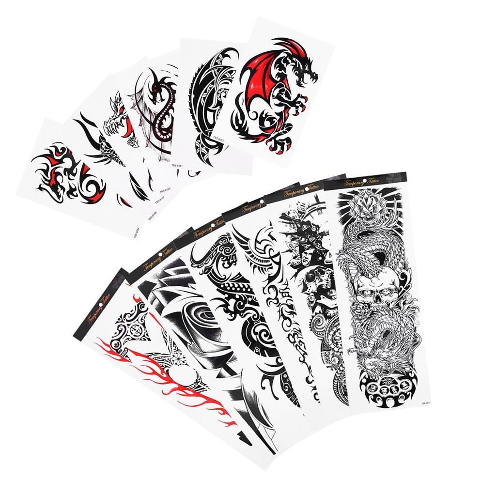 6pcs Full Arm Waterproof Temporary Tattoos 6pcs Half Arm Shoulder Tattoos for Men Women