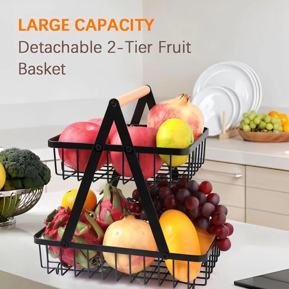 Space-Saving Kitchen Organizer 2-Tier Design Vegetable Storage Basket  Dining Room