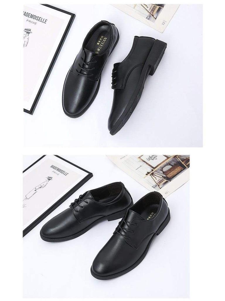Sapatos Formais de Couro Preto Estilo Coreano Masculino para Casamentos e Negócios, Casual de Primavera Design Britânico