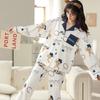 Pajamas Ladies Spring and Autumn Cardigan Long Sleeve Fresh Cartoon Work Comfortable Imitation Cotton Loose Casual Loungewear