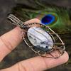 Russian Charoite, Moonstone Gemstone Copper Wire Wrap Jewelry Pendant 3.15"