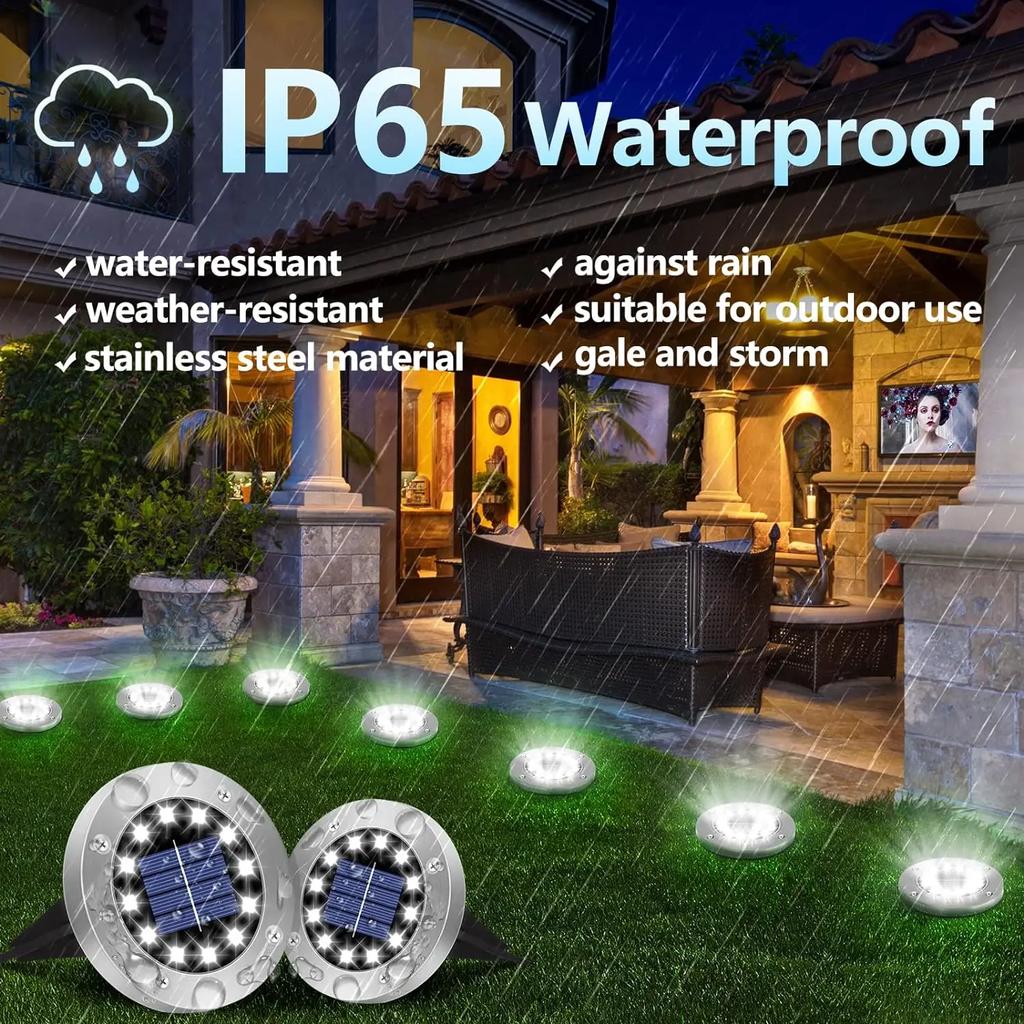 Solar Ground Lights Outdoor Decoration, 8/20LED Solar Garden Lights Waterproof, Solar Disk Lights for Yard, Pathway, Lawn, Patio