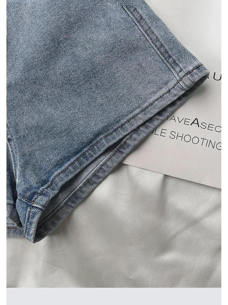 Women's High Waist Denim Shorts - Summer 2022, Slim Fit, A-Line, Elastic, Internet Celebrity Style