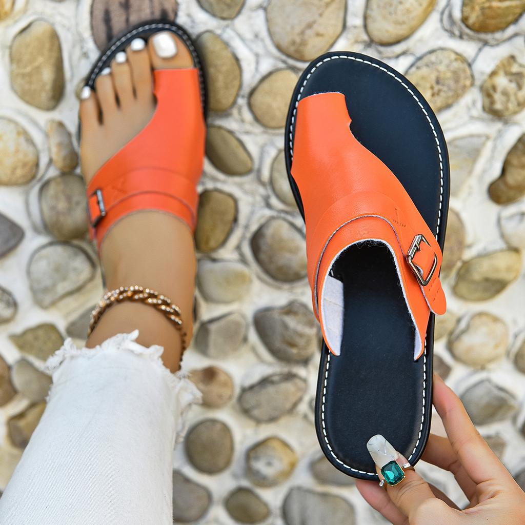 2025 Summer New Large Women's Shoes Toe Covering Fashion Flat Heel Casual Women's Sandals and Slippers