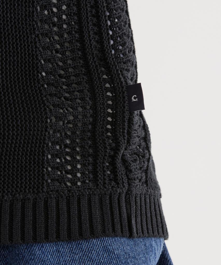 COVERNAT Crochet Half Knit Shirt Black