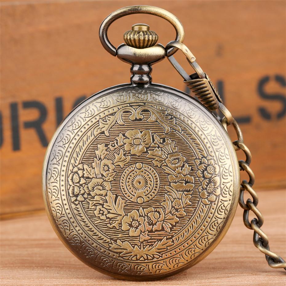 Vintage Bronze Pocket Watch, Gift For Son, Quartz Movement, Fashion Exquisite Unique Pendant Clock With Chain Souvenir Relojes