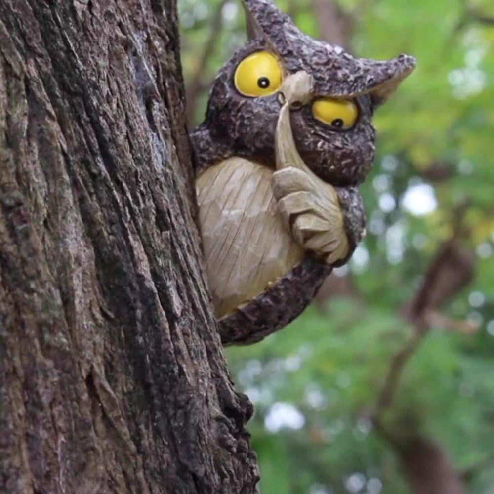 Personified Owl Tree Hanging Simulated Tree Decorations Pendant Miniature Figurine Sculpture  Home