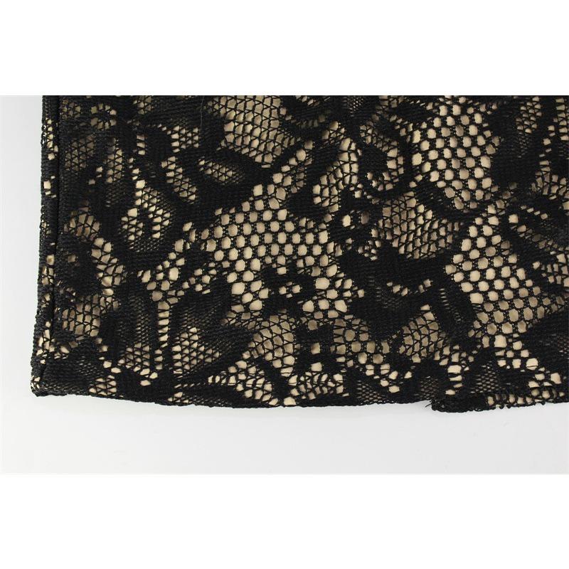 Damemote Sexy blonder Blomster Mesh hul slank langermet kjole
