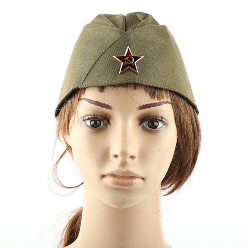 Adjustable Russian Boat Hat Garrison Hat with Star for Stage Performances and Cosplay Parties Dancing Event Headpiece