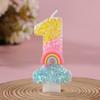 Rainbow Glitter Number Candles for Children's Birthday Cake, 0-9 Toppers