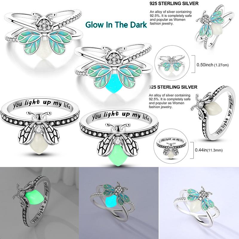 Shine Women koppar Fingerringar 925 Sterling Hjärta Krona Glöd Eldfluga Stjärna Sol Tusensköna Stapelbar Originalring Årsdag Zirkon