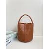 New woven bucket bag leather women's fashion portable messenger bag child and mother bag niche design portable