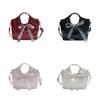 Ribbon Bow Solid Color Bucket Handbag Single Shoulder Crossbody Bag Women Gift