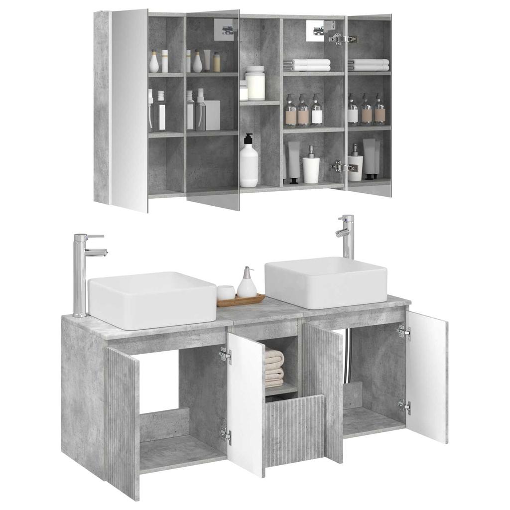 Bathroom Cabinet Set 4 Pcs Concrete Grey Particleboard