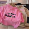 Kids Short Sleeve T-Shirt, Letter & Car Print, Crew Neck, Casual Comfort All-Match Daily Top