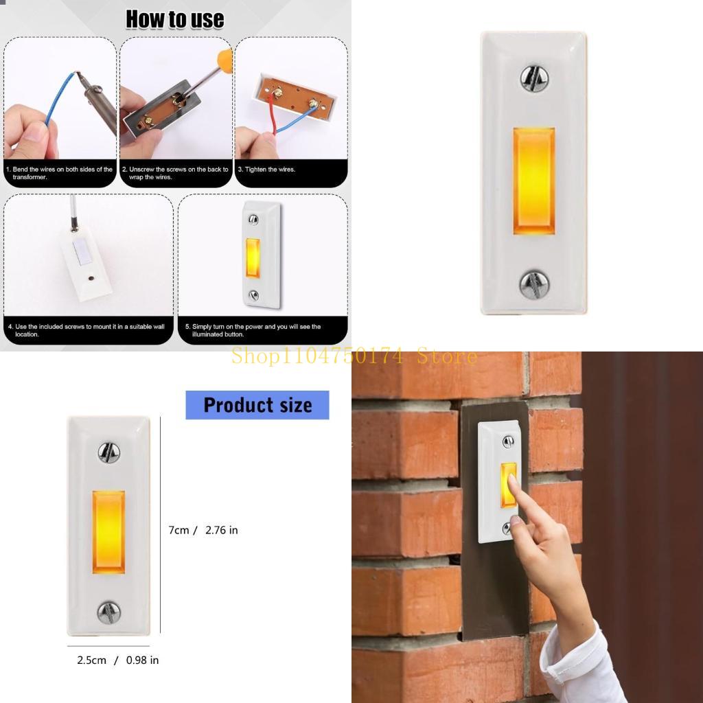 

Multipurpose Doorbell Push Button with LED Light Weatherproof Sturdy Plastic Wire Wall Mounted for Home Door Chimes top sale China Mainland