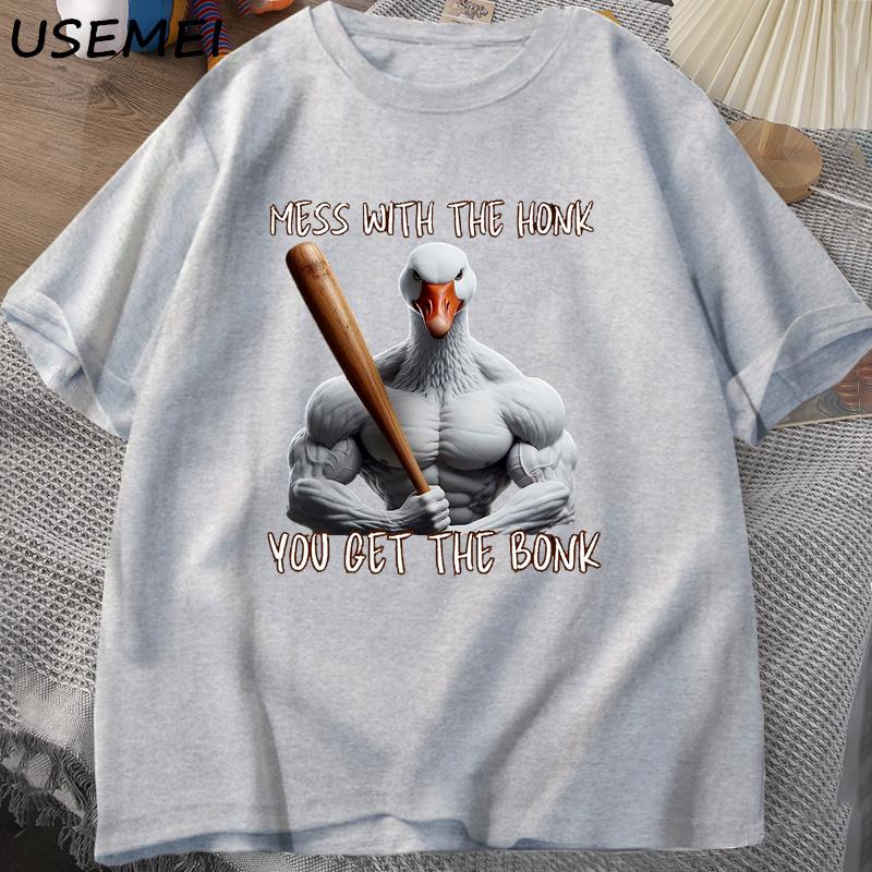 Mess with The Honk You Get The Bonk Funny Duck Goose T Shirt Goose Bumps I Got Too Silly Goose Tops Men Short Sleeves Tee