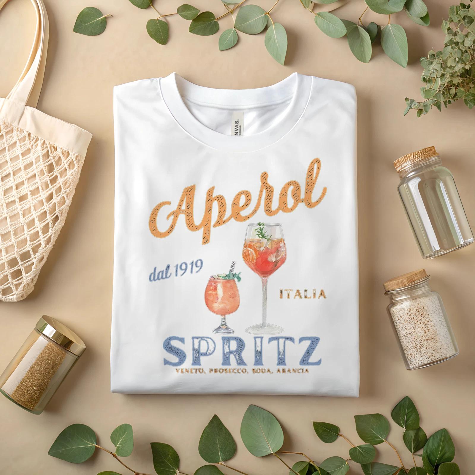 Aperol Spritz T-Shirt – Vintage Italian Cocktail Graphic Tee A481 S