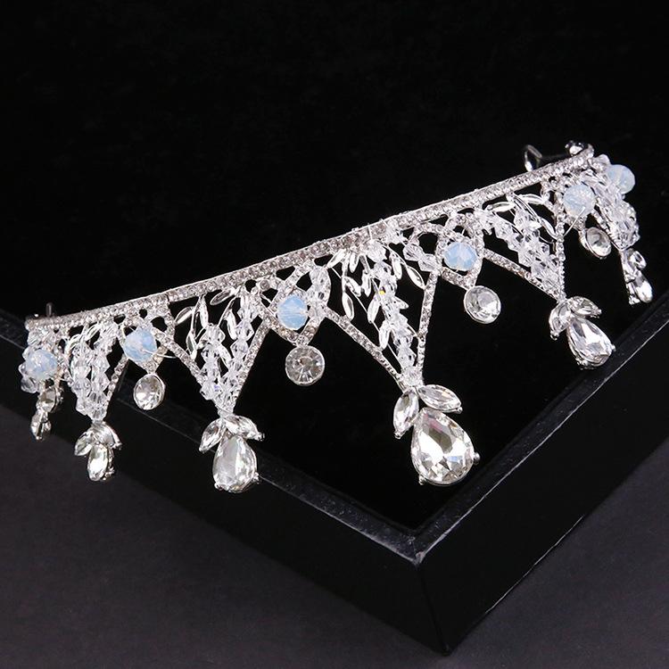 Korean Bridal Handmade Crown Princess Hair Accessories Large Crown Female Alloy Crystal Headdress
