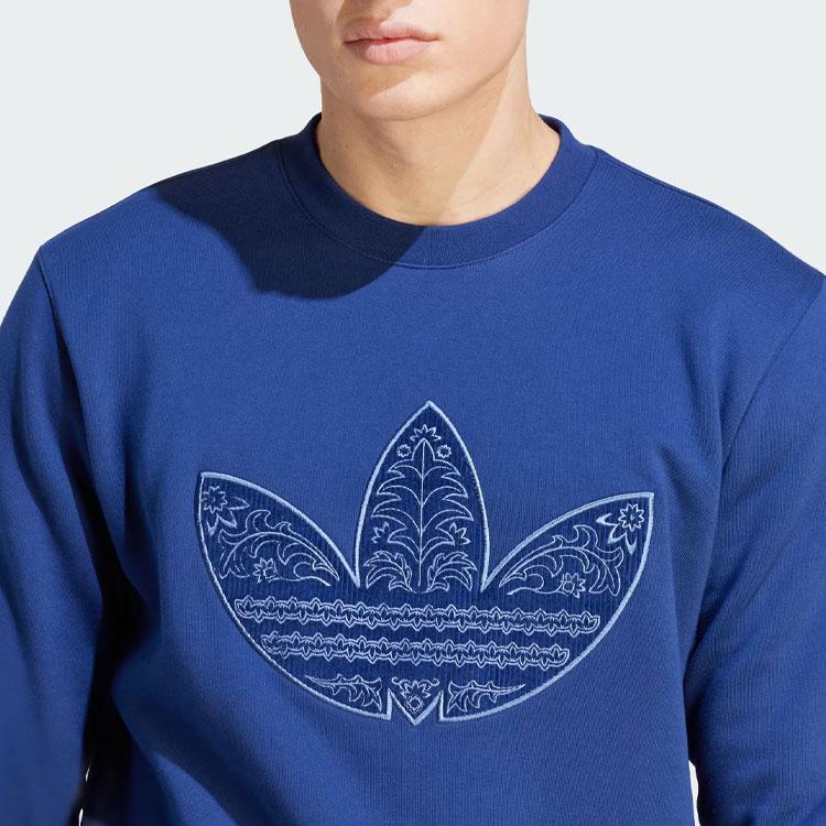 Adidas Originals Corduroy Appliqué Sweatshirt Logo Print Men Sweatshirt Dark-Blue IS5273