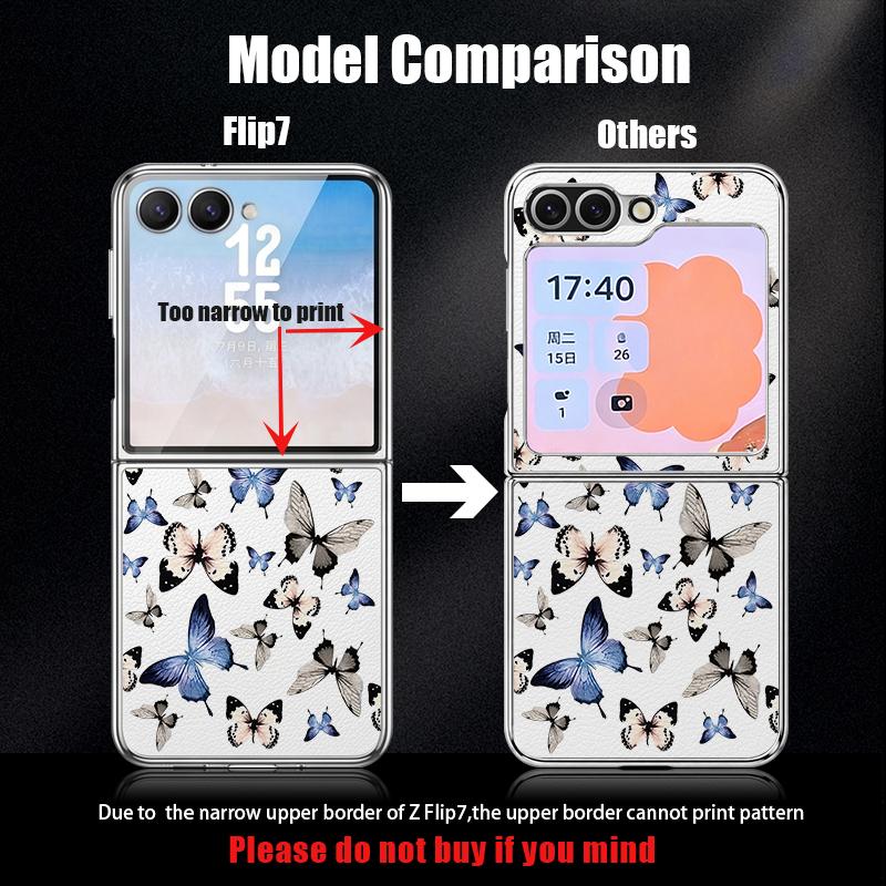 Butterfly Print Case For Samsung Galaxy Z Flip 8 7 6 5 Z Flip8 Flip7 Flip6 Hybrid 3in1 Plating Leather Skin Folding Phone Cover