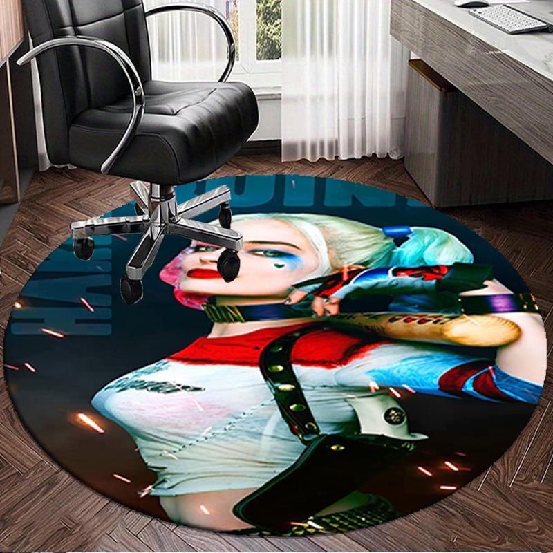 1PC Quinn Artwork Round Rug, Non-slip Chair Mat, Home Decor, Circle Carpet Perfect for Office, Bedroom, Living Room,Christmas gift